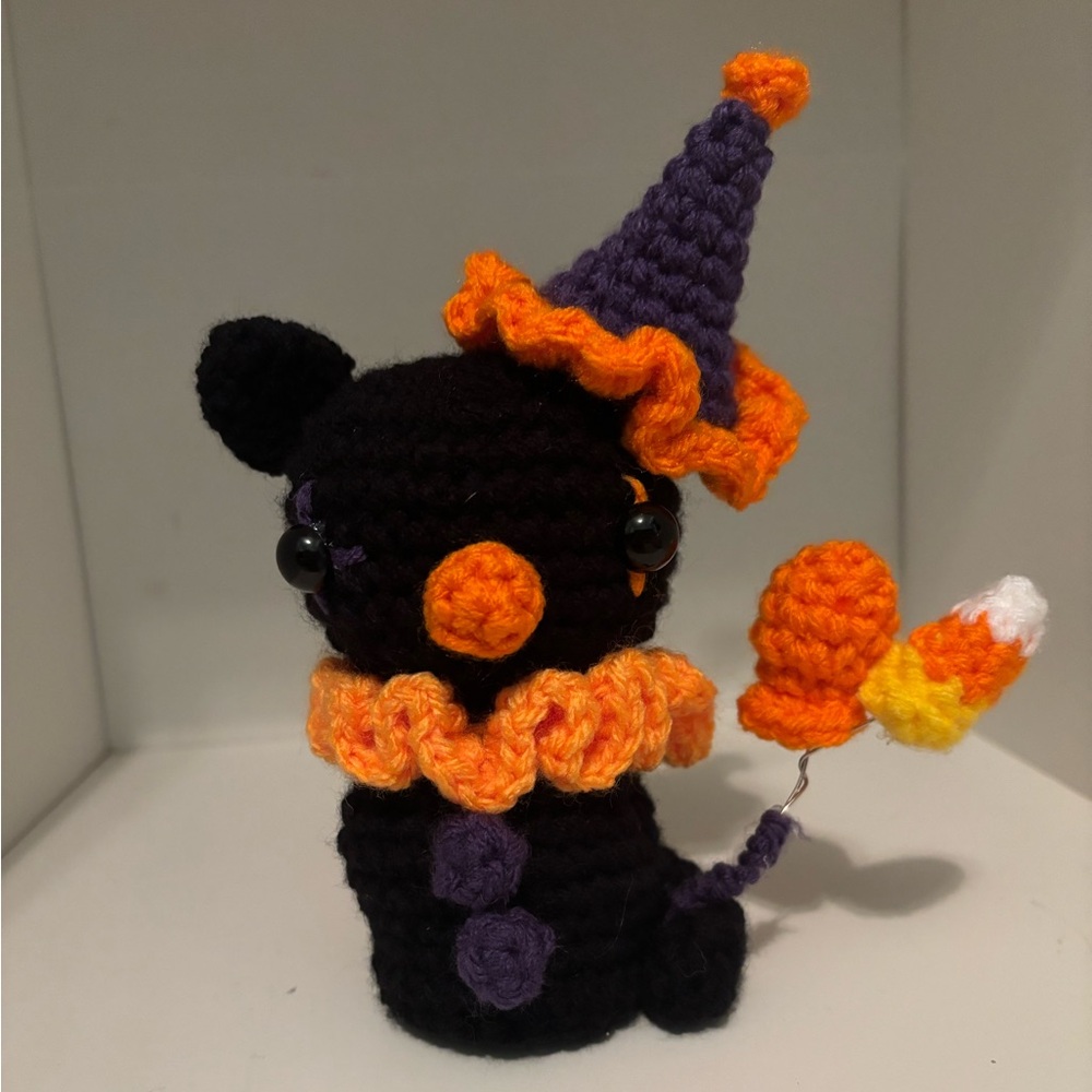 halloween decor kawaii plush crochet clown cat